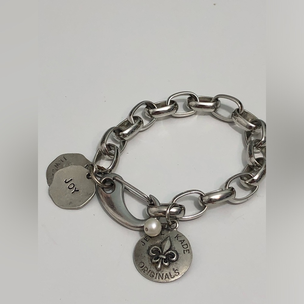 Jewel Kade Charm Bracelet Silver Chain size 10in Tag Toggle Clasp